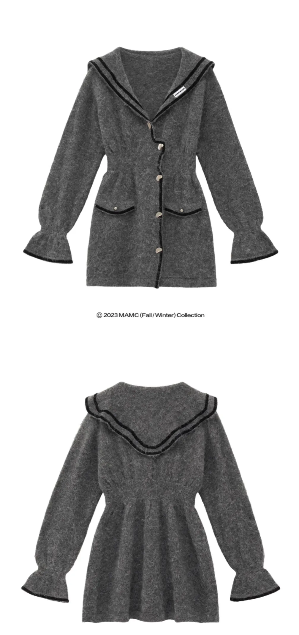 MAMC  |Casual Style Wool Blended Fabrics Bi-color Long Sleeves