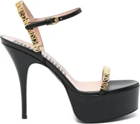 Moschino 140mm logo-plaque platform sandals Black