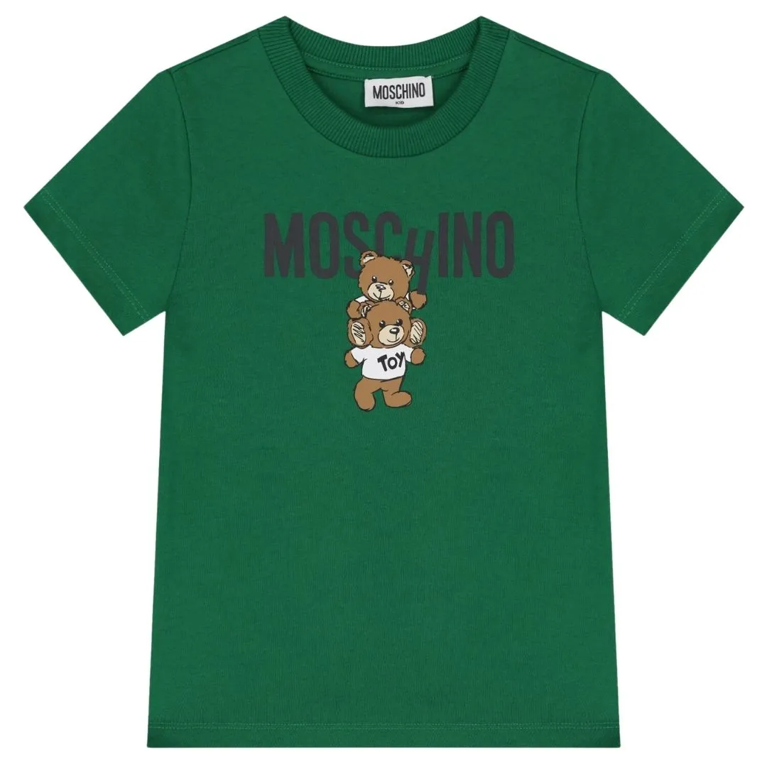 Moschino T-Shirt Logo Double Bear Green