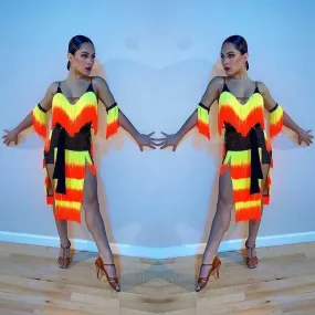 New Multicolor Fringe Sponsored Latin Dress