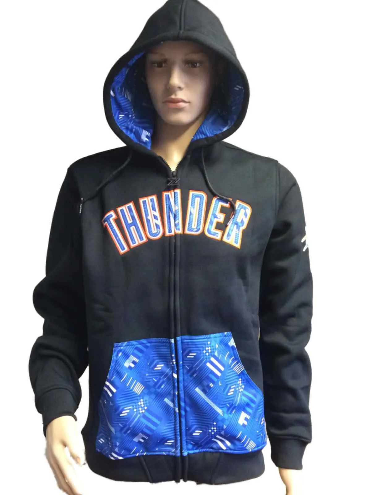 Oklahoma City Thunder Zipway Black Full Zip Up Tear-Away Hoodie Jacket