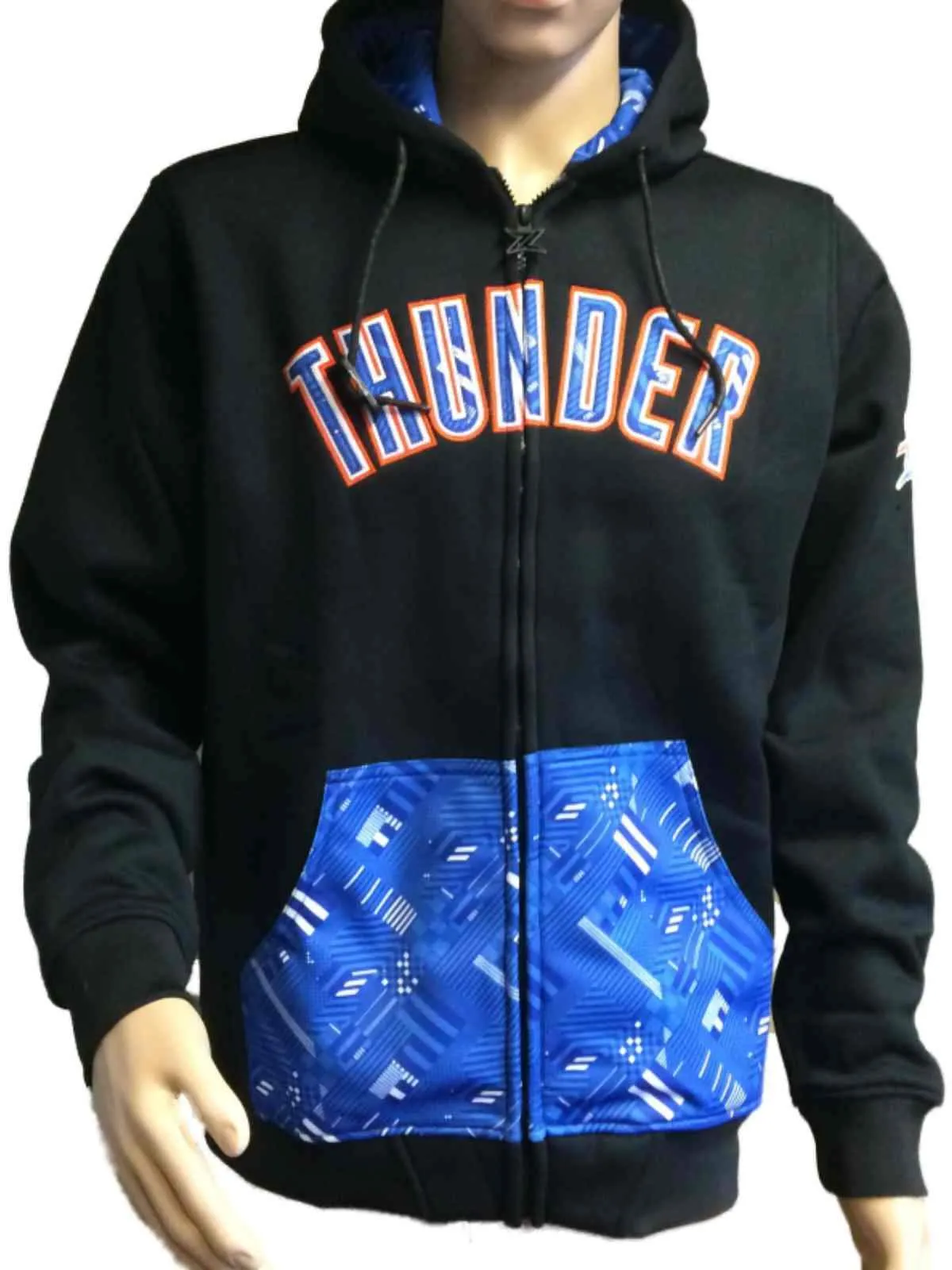 Oklahoma City Thunder Zipway Black Full Zip Up Tear-Away Hoodie Jacket