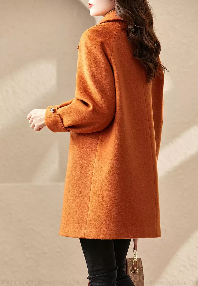 ONX.HK Elegant Wool Blend Woolen Coat