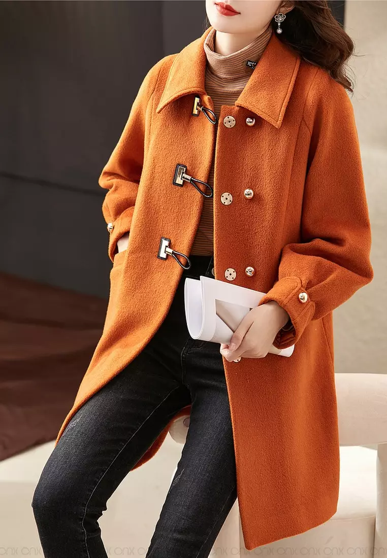 ONX.HK Elegant Wool Blend Woolen Coat