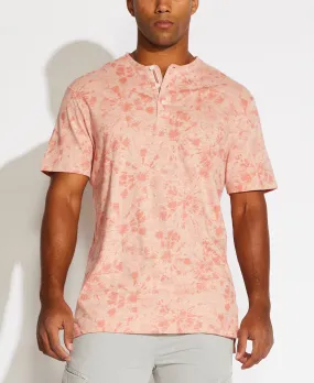 Palu Printed Henley T-Shirt (Heather Coral)