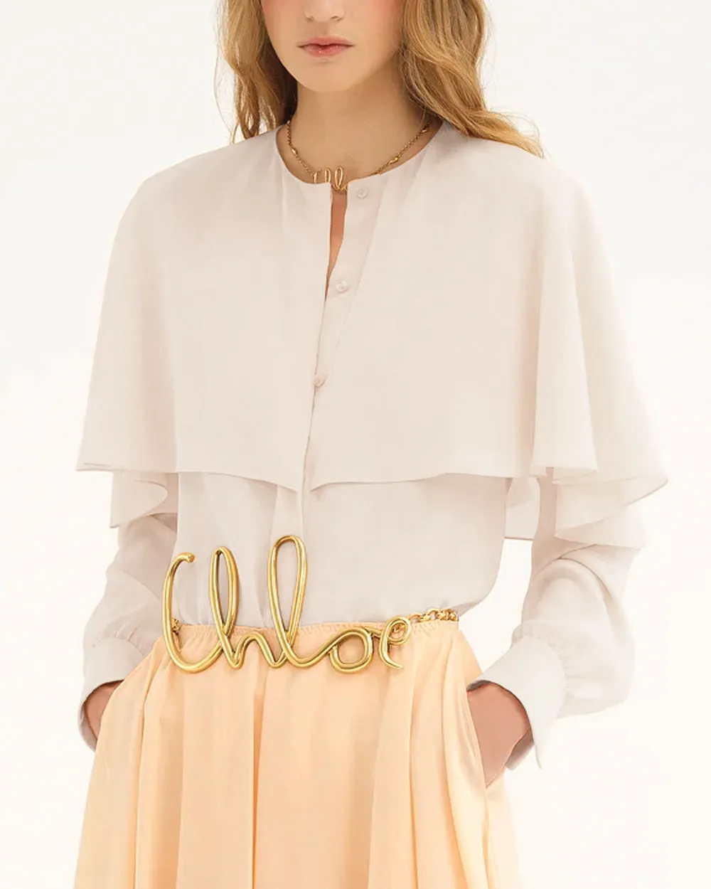 Pristine White Long Sleeve Layered Blouse