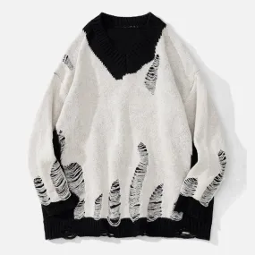 Ripped Hole Knit Sweater