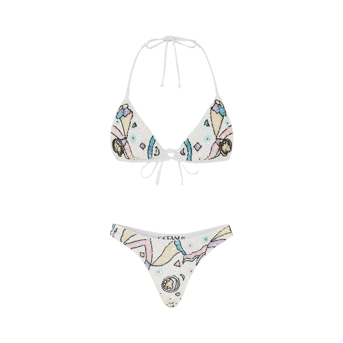 Simmi Elegant Sequin White Bikini