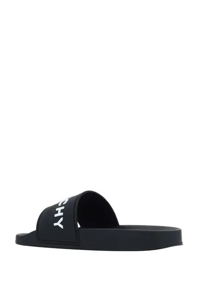 Slide Sandals in Rubber - Black/White