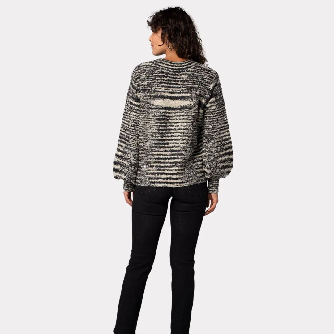 Space Dyed Animal Print Pullover Sweater (Midnight + Sand)