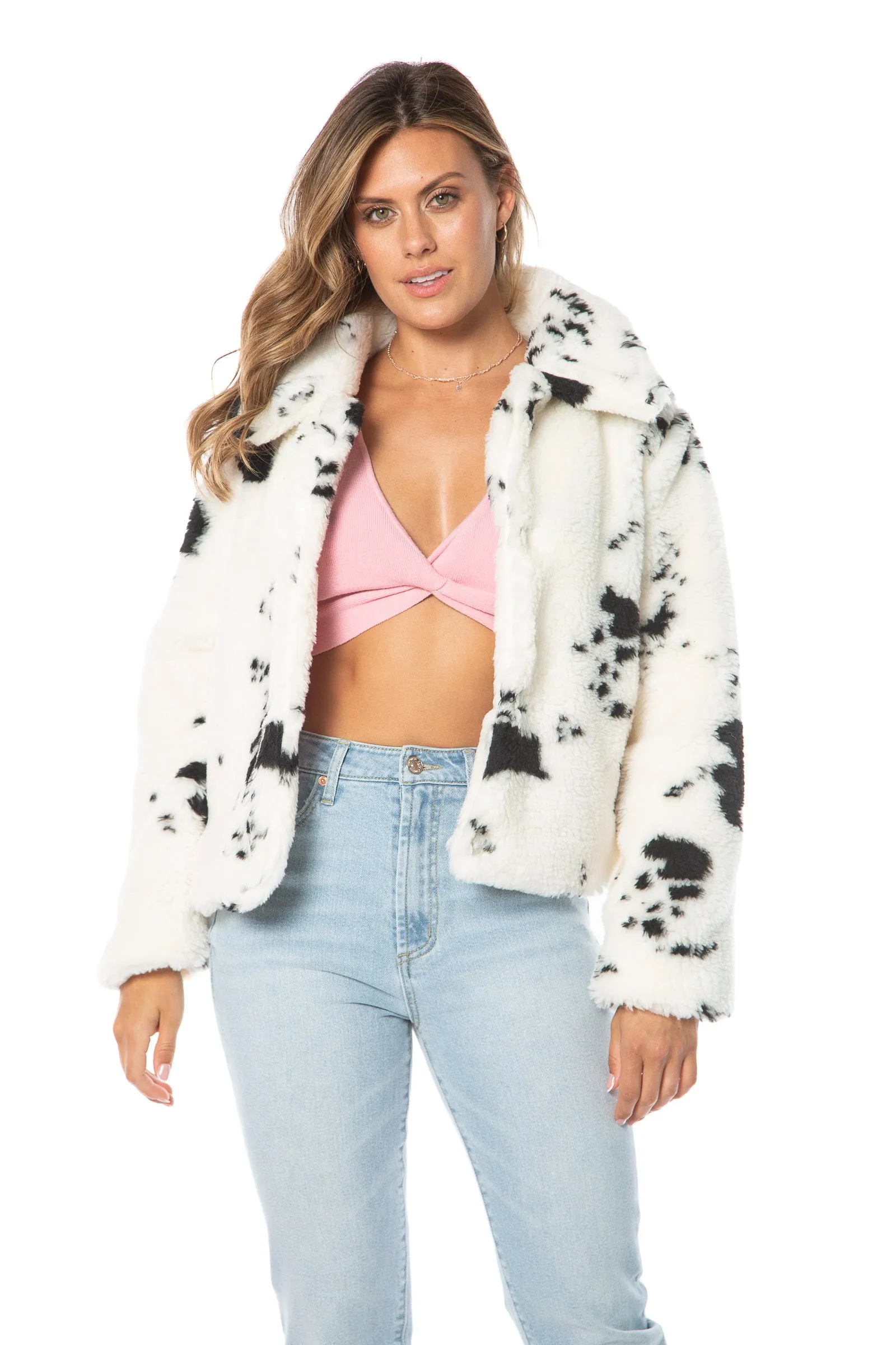 Spotted Faux Sherpa Jacket