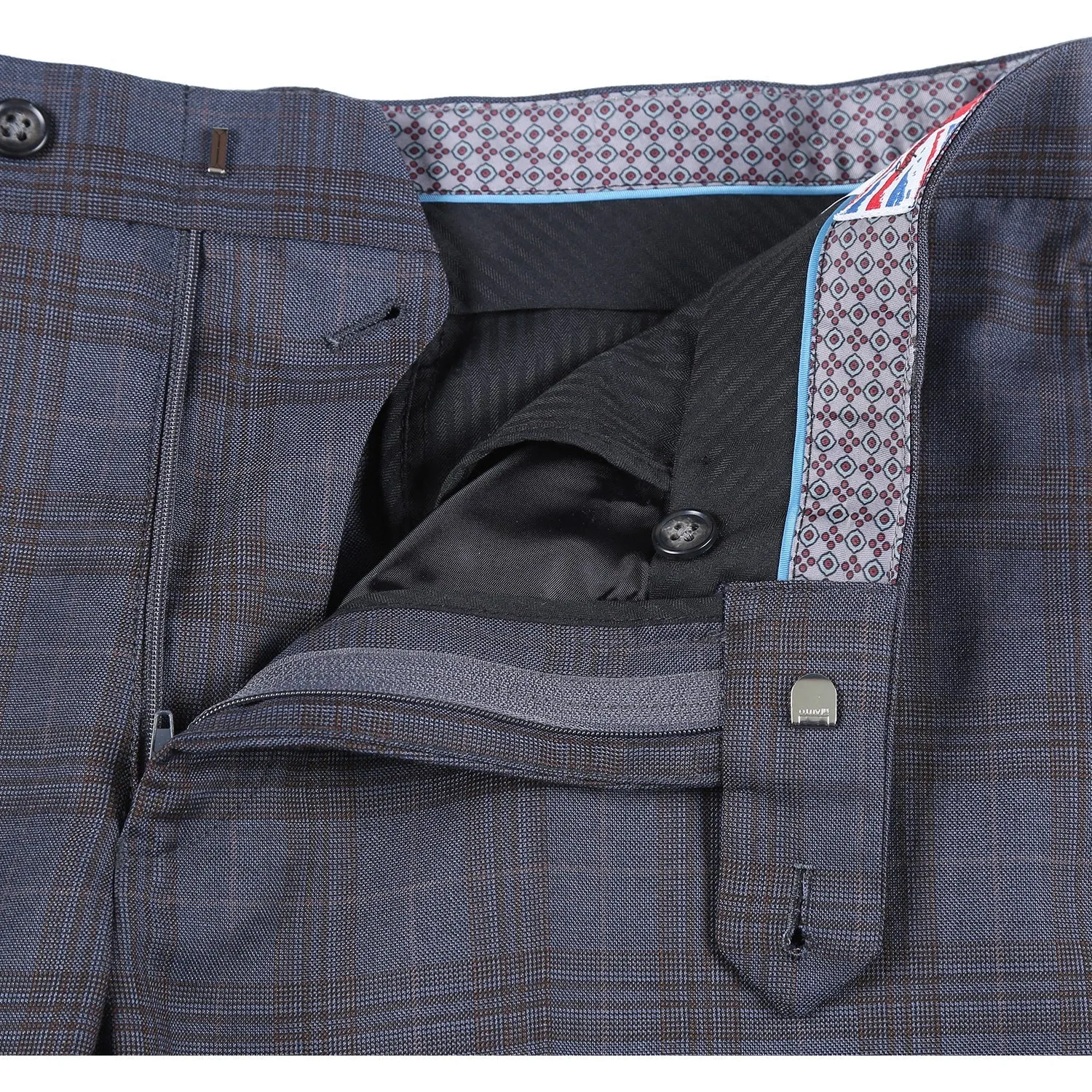 Stretch Performance Single Breasted SLIM FIT Suit in Grey and Tan Plaid (Short, Regular, and Long Available) by English Laundry