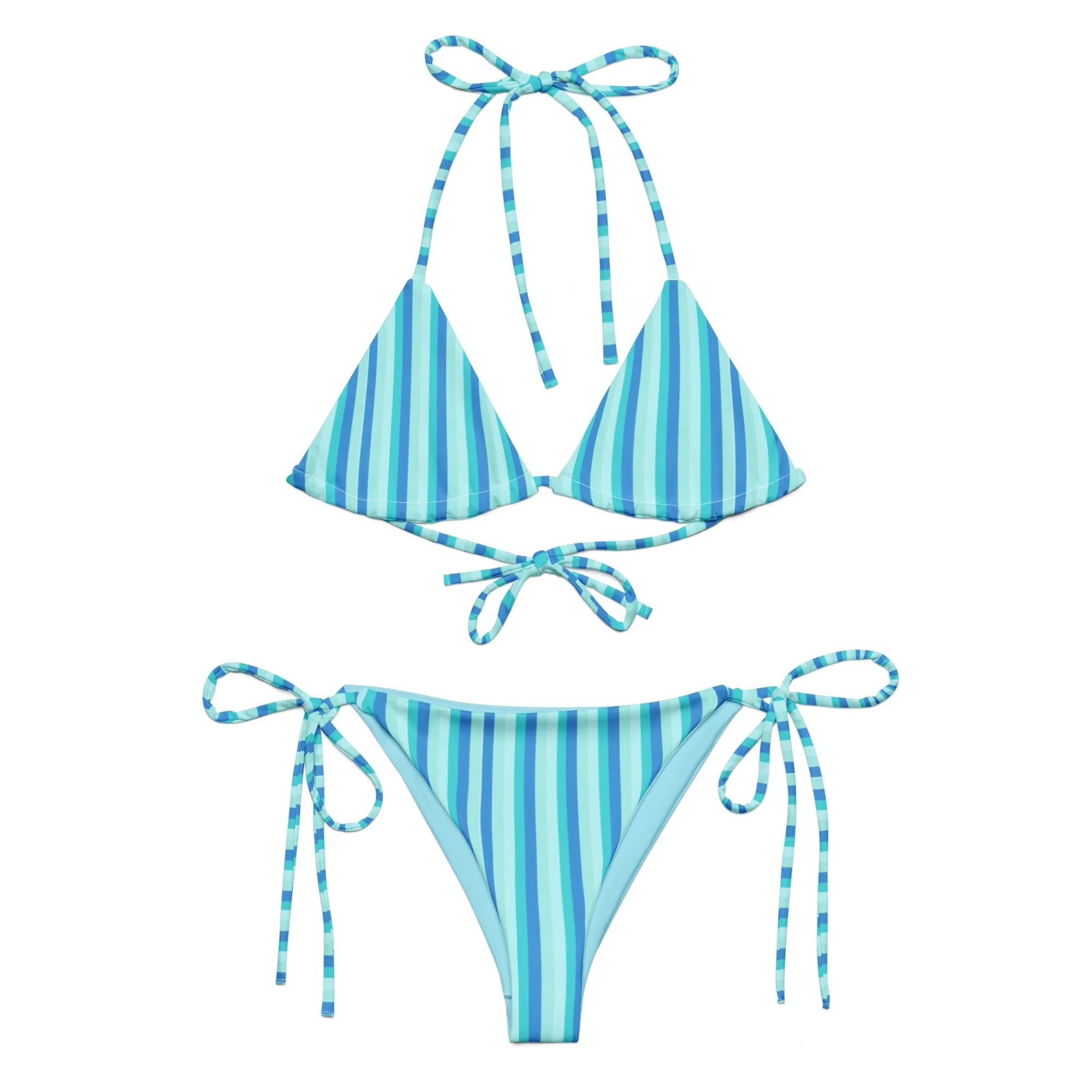 STRING BIKINI SET ECO -BLUE STRIPES