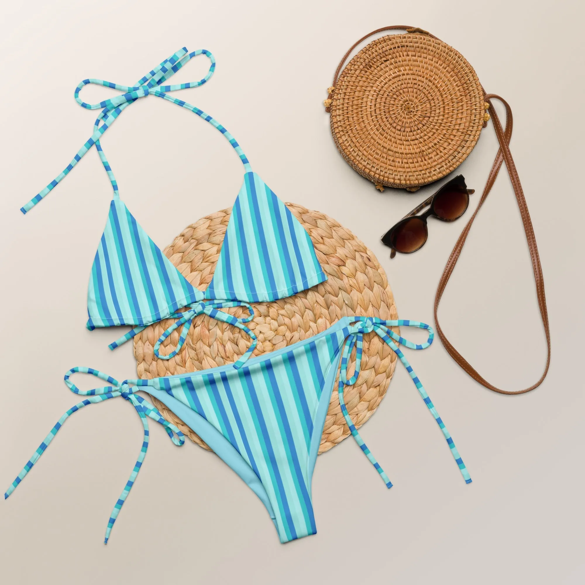 STRING BIKINI SET ECO -BLUE STRIPES