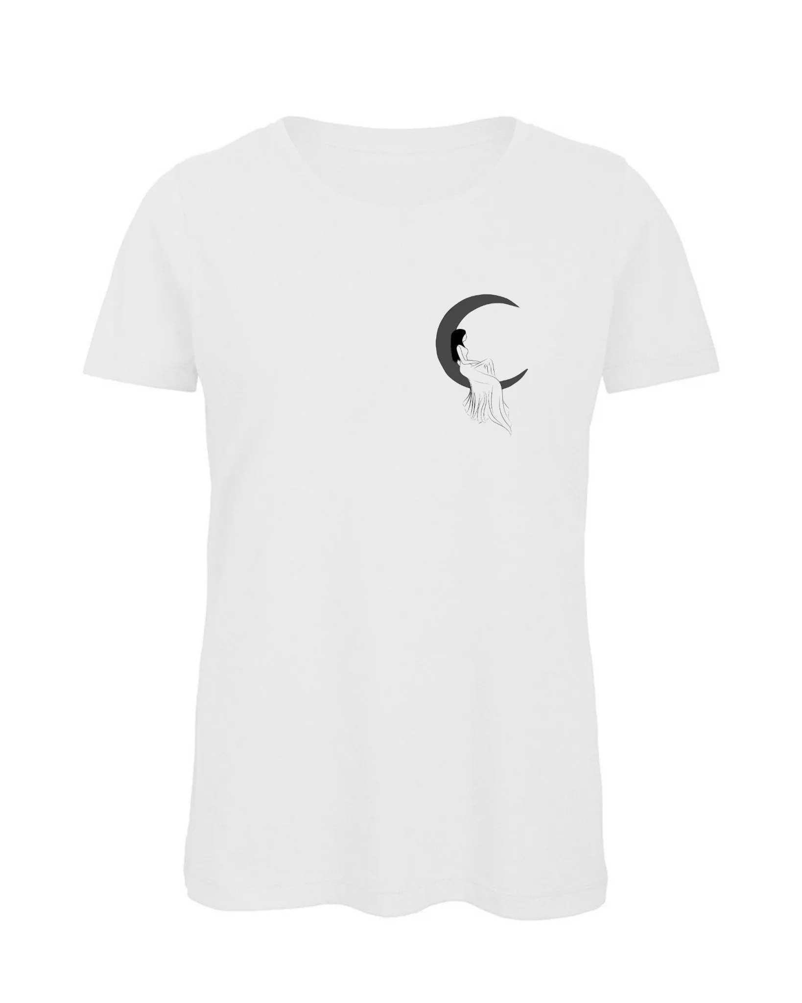 T-shirt bianca con ricamo Ragazza Sulla Luna