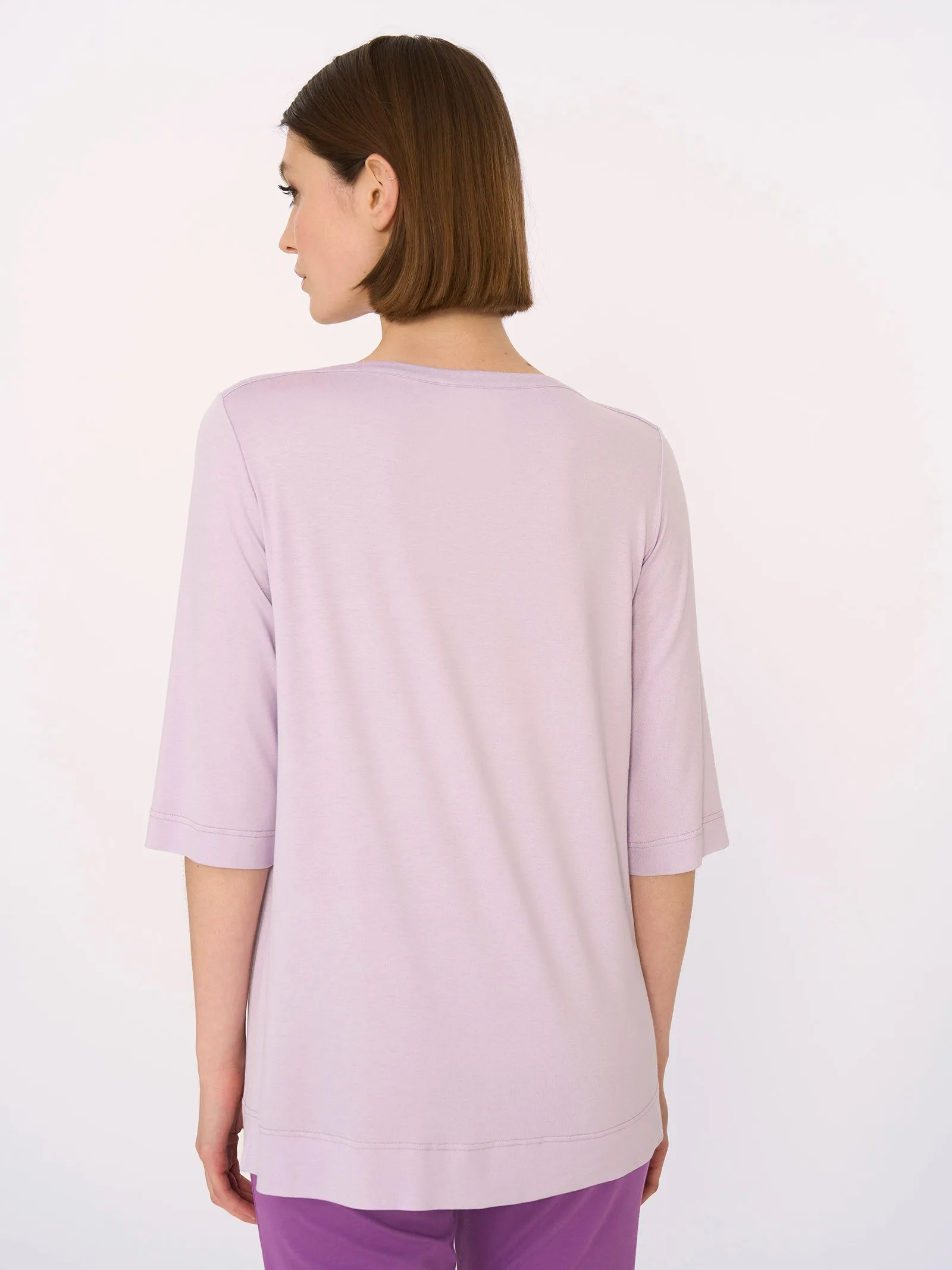 T-Shirt con manica 3/4 in misto viscosa - Aventurine