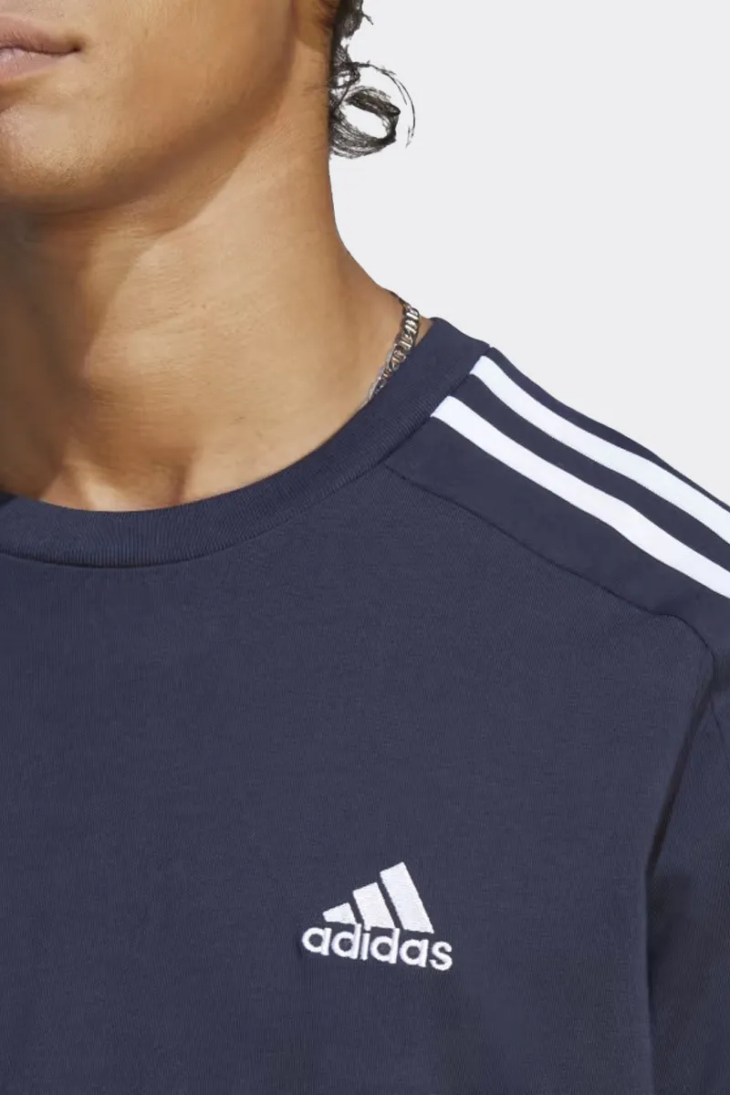 T-SHIRT ESSENTIAL JERSEY 3 STRIPES BLU