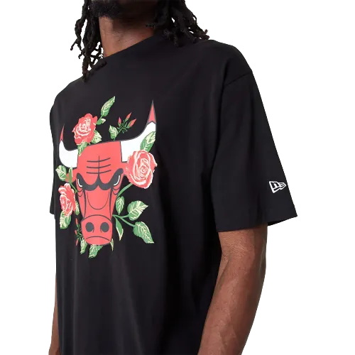 T-shirt oversize Chicago Bulls Floral Graphic Nera