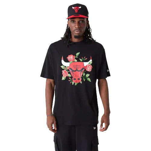 T-shirt oversize Chicago Bulls Floral Graphic Nera