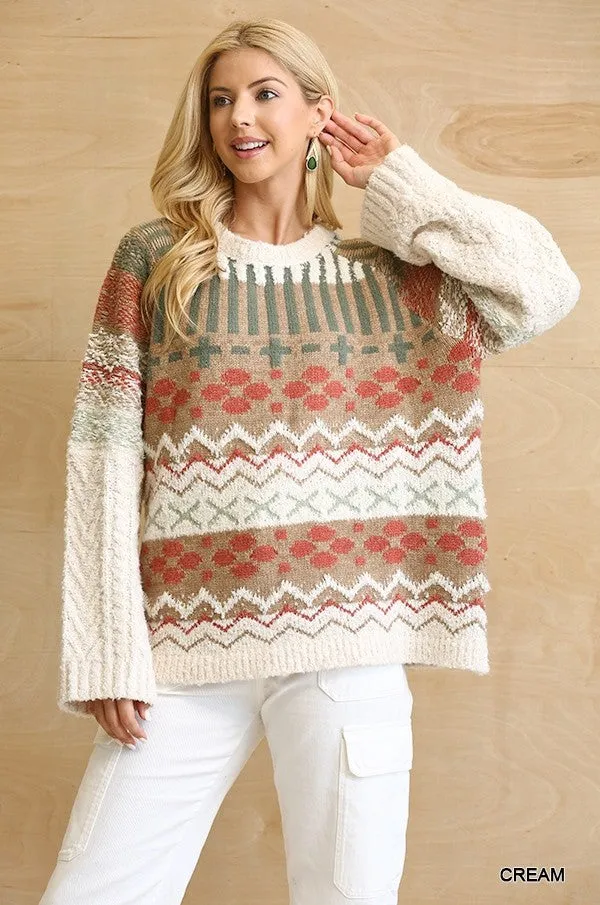 Textured Mixed Sweater Top