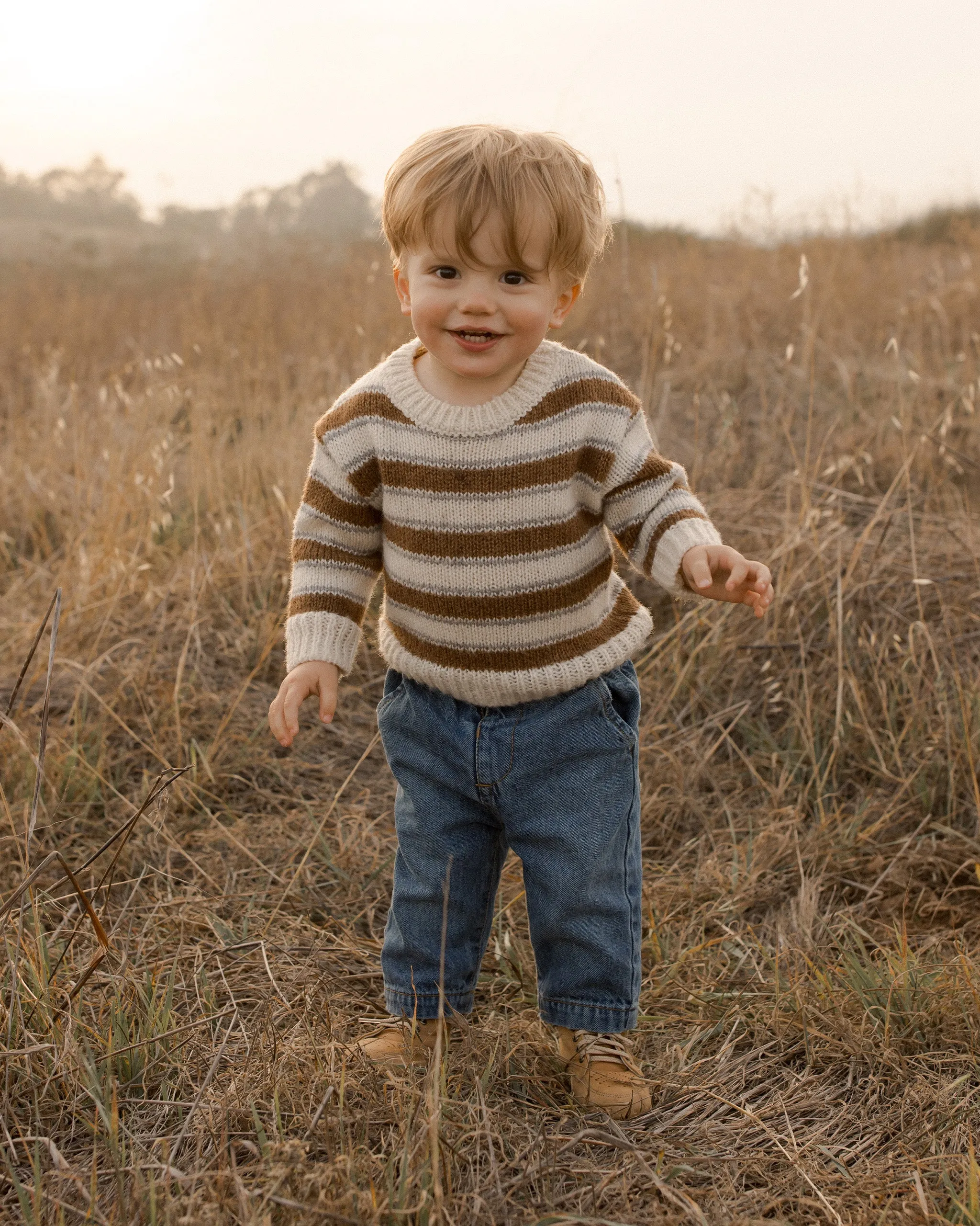 The Aspen Sweater by Rylee + Cru - Saddle Stripe - BABY