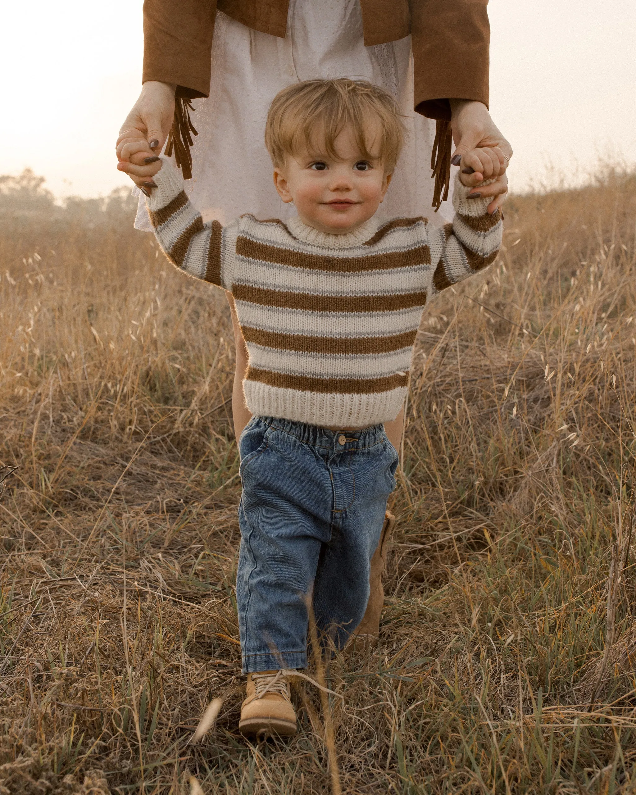 The Aspen Sweater by Rylee + Cru - Saddle Stripe - BABY