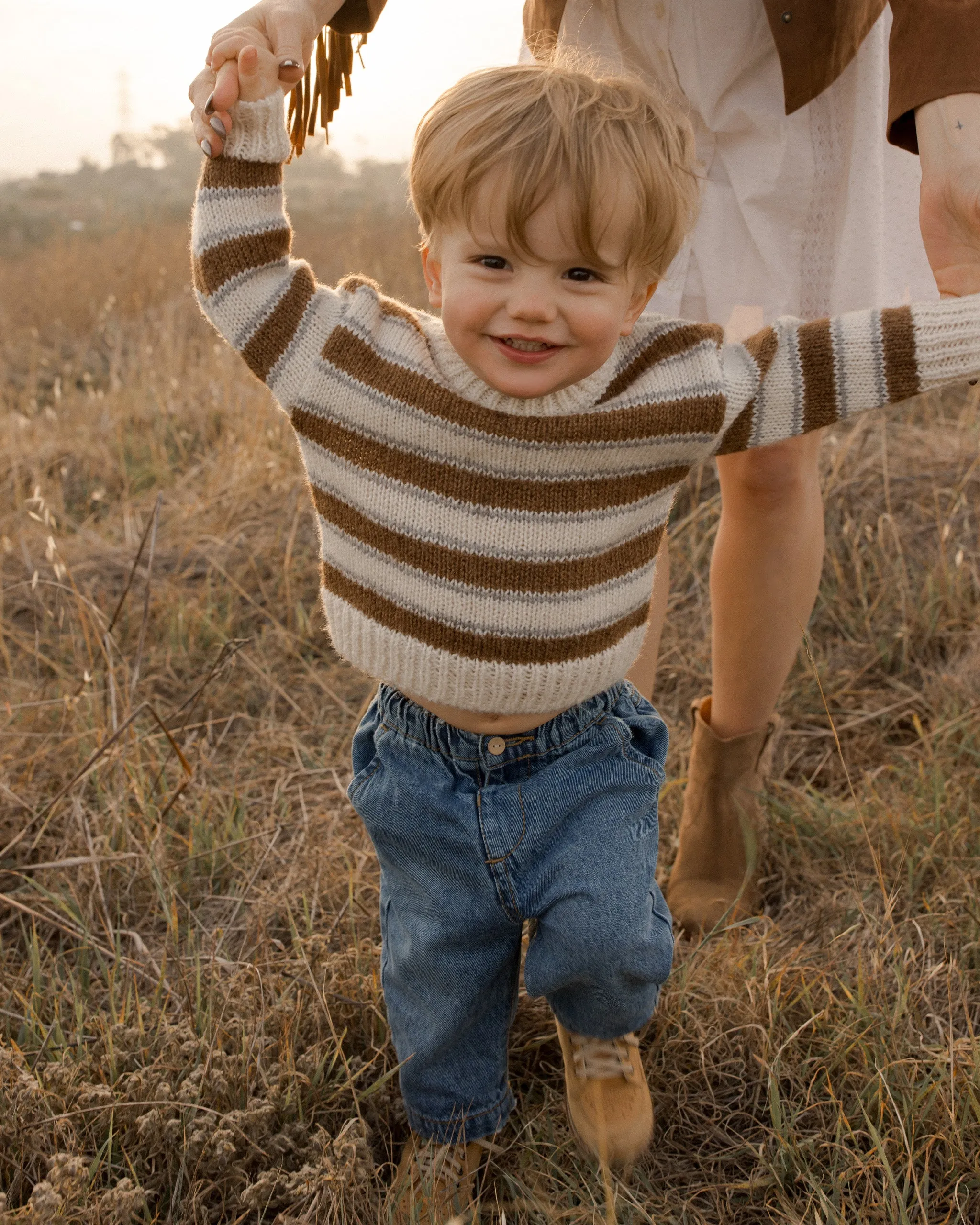 The Aspen Sweater by Rylee + Cru - Saddle Stripe - BABY