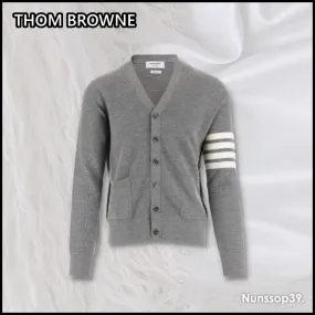 THOM BROWNE  |Stripes Street Style Plain Logo Designers Cardigans