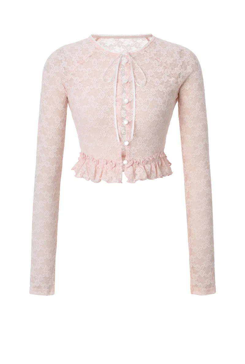 threetimes  |Casual Style Street Style Long Sleeves Lace Elegant Style