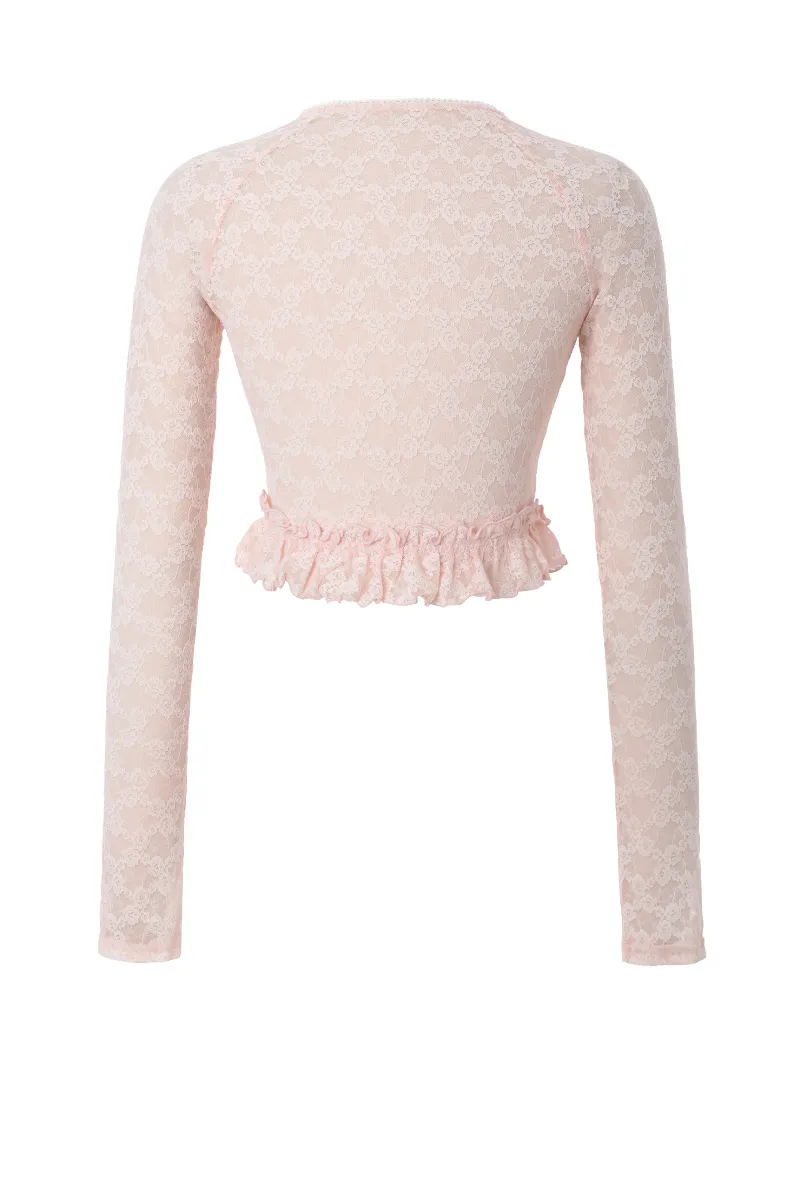 threetimes  |Casual Style Street Style Long Sleeves Lace Elegant Style