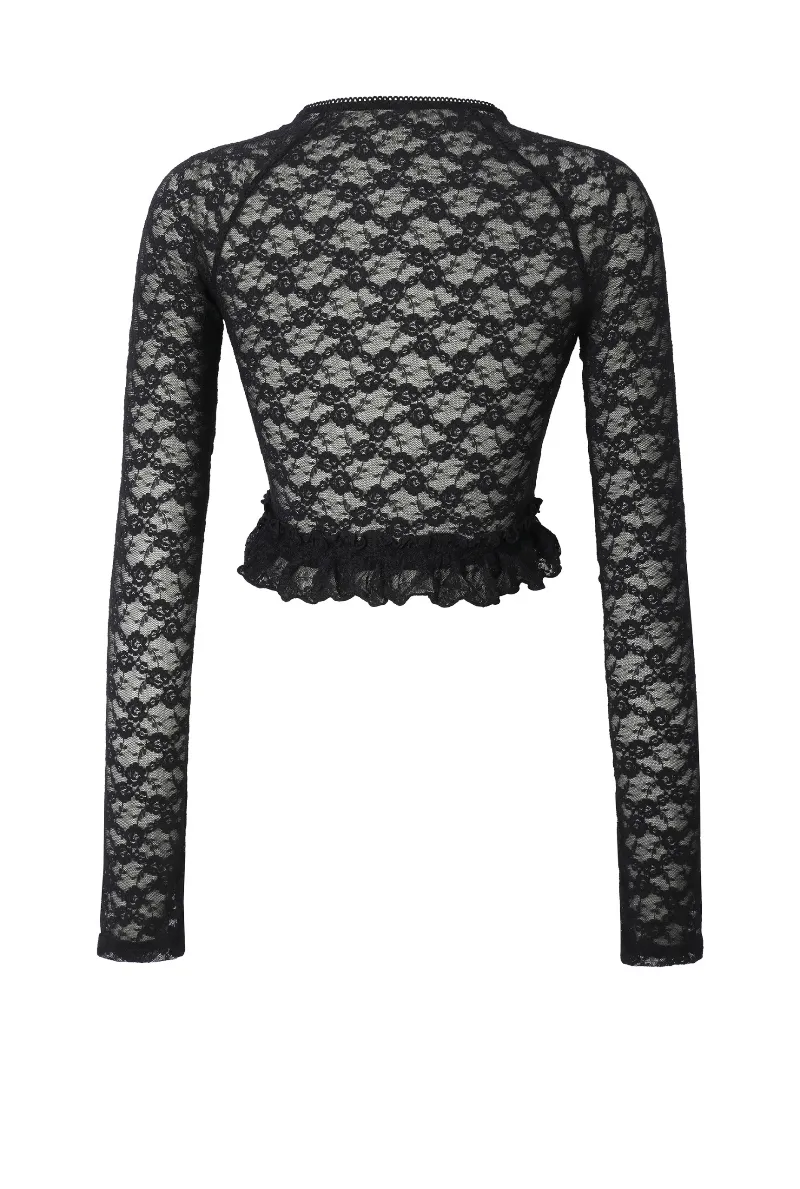 threetimes  |Casual Style Street Style Long Sleeves Lace Elegant Style