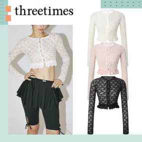 threetimes  |Casual Style Street Style Long Sleeves Lace Elegant Style