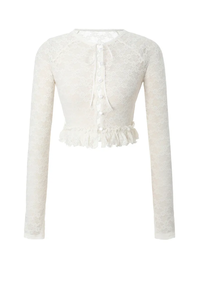 threetimes  |Casual Style Street Style Long Sleeves Lace Elegant Style