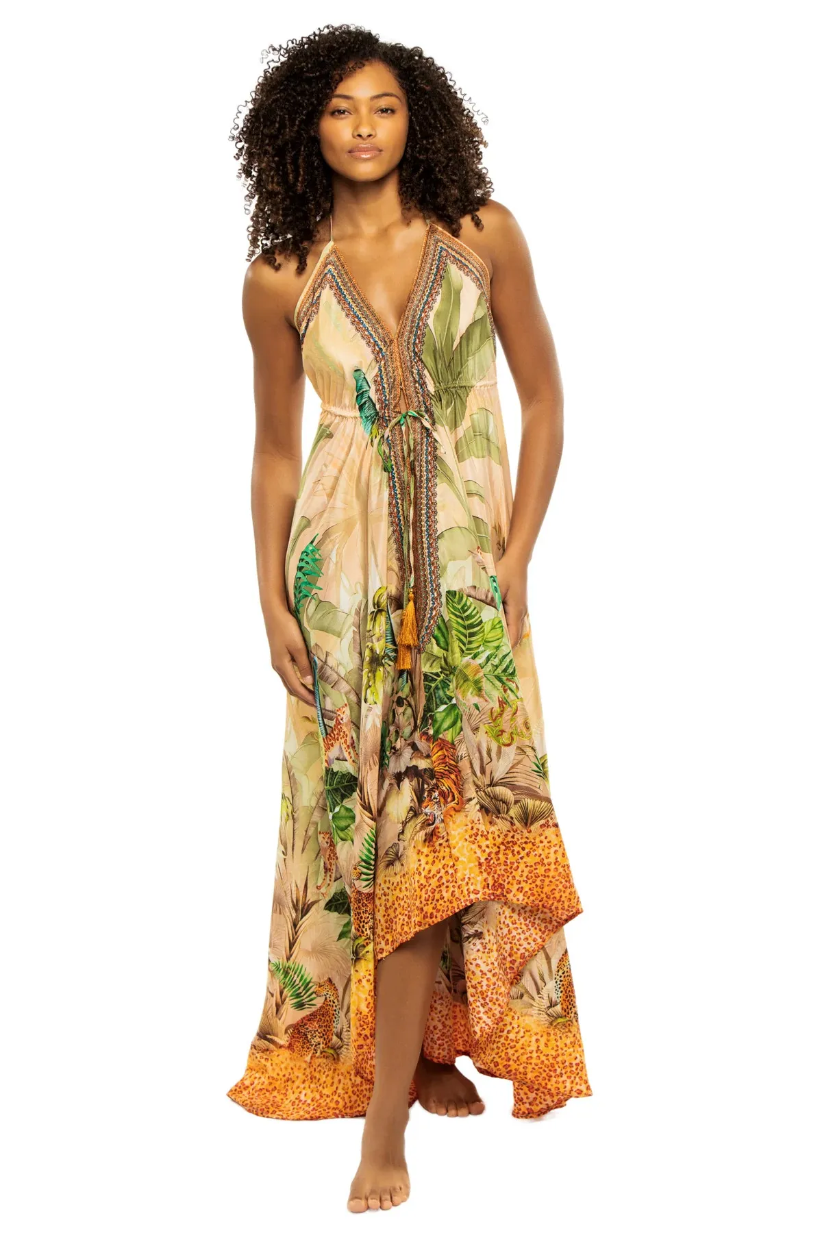 Tropical Scenario Halter Maxi Dress