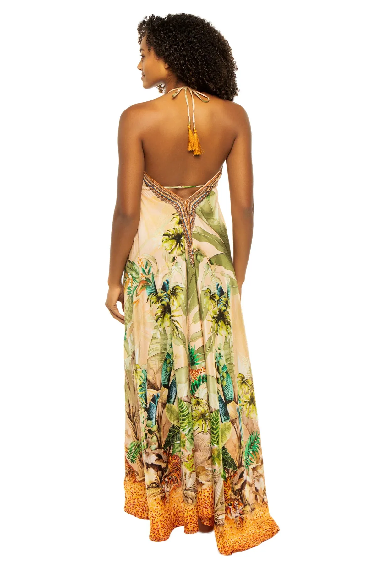 Tropical Scenario Halter Maxi Dress