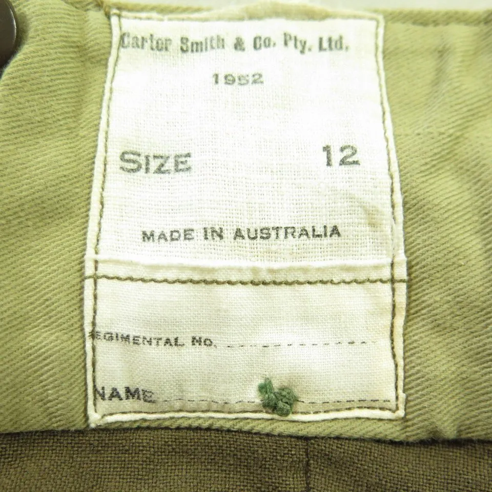 Vintage 50s Military Trouser Pants Australian Wool sz 12 36 Korean War Era Green