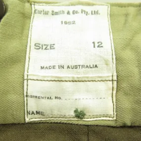 Vintage 50s Military Trouser Pants Australian Wool sz 12 36 Korean War Era Green