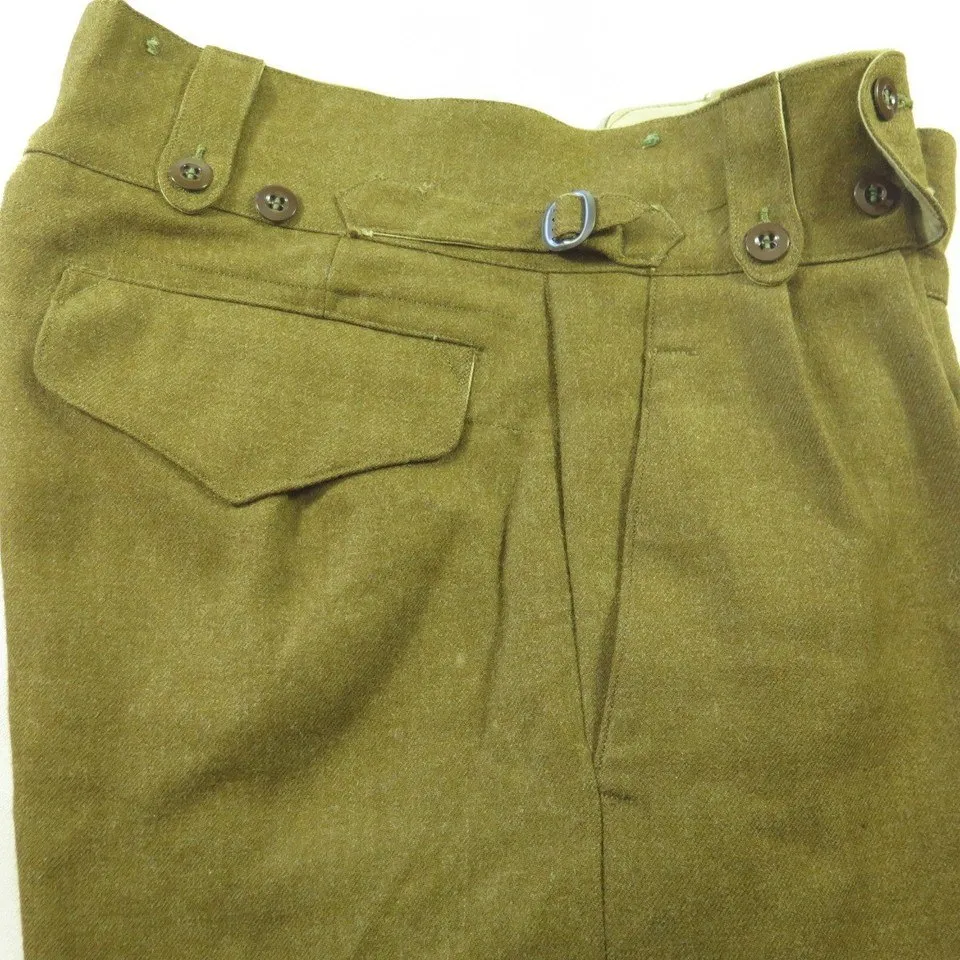 Vintage 50s Military Trouser Pants Australian Wool sz 12 36 Korean War Era Green