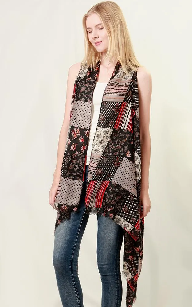 VP8212 Patchwork Pattern Scarf Vest