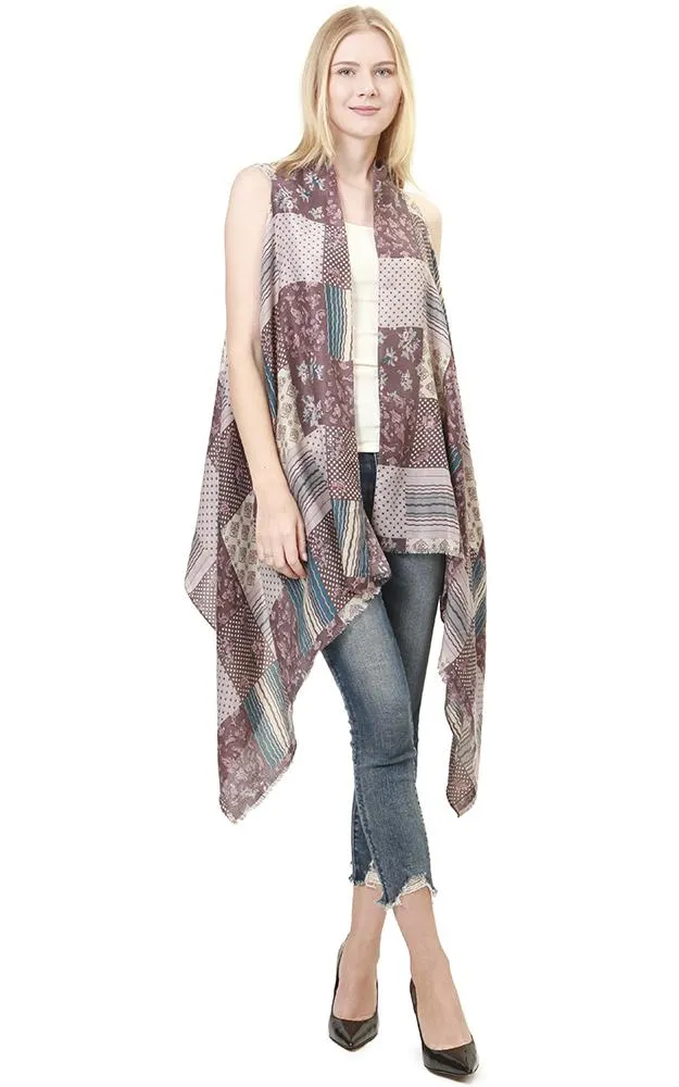 VP8212 Patchwork Pattern Scarf Vest