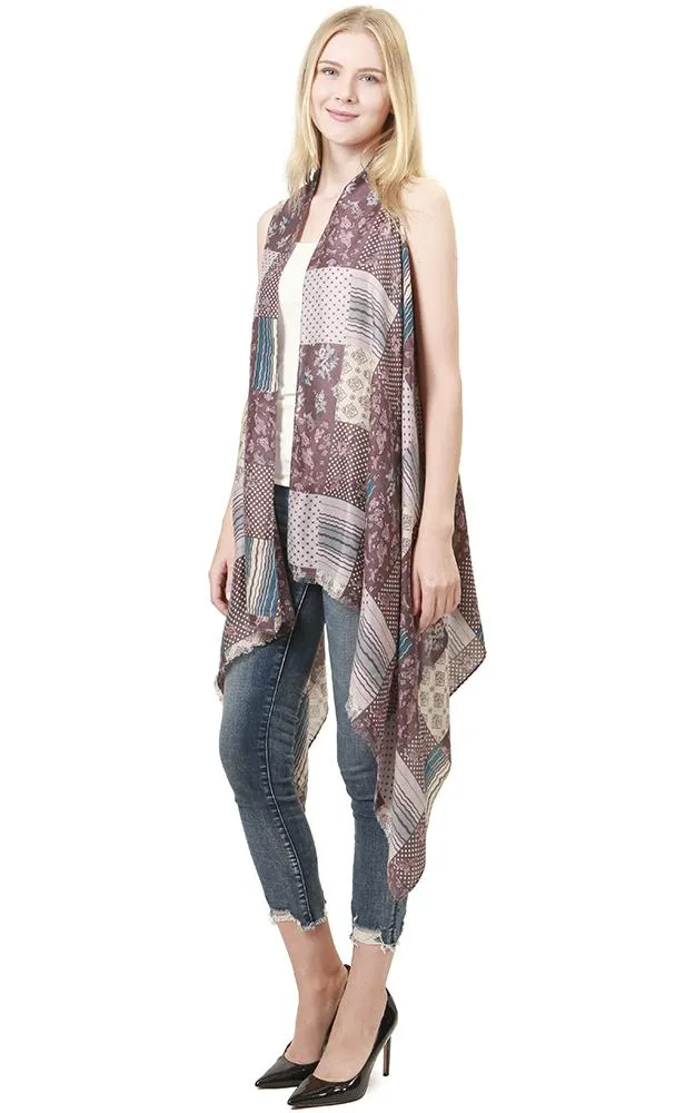 VP8212 Patchwork Pattern Scarf Vest