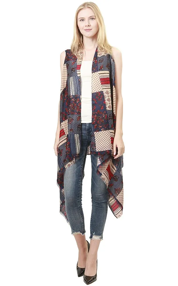 VP8212 Patchwork Pattern Scarf Vest