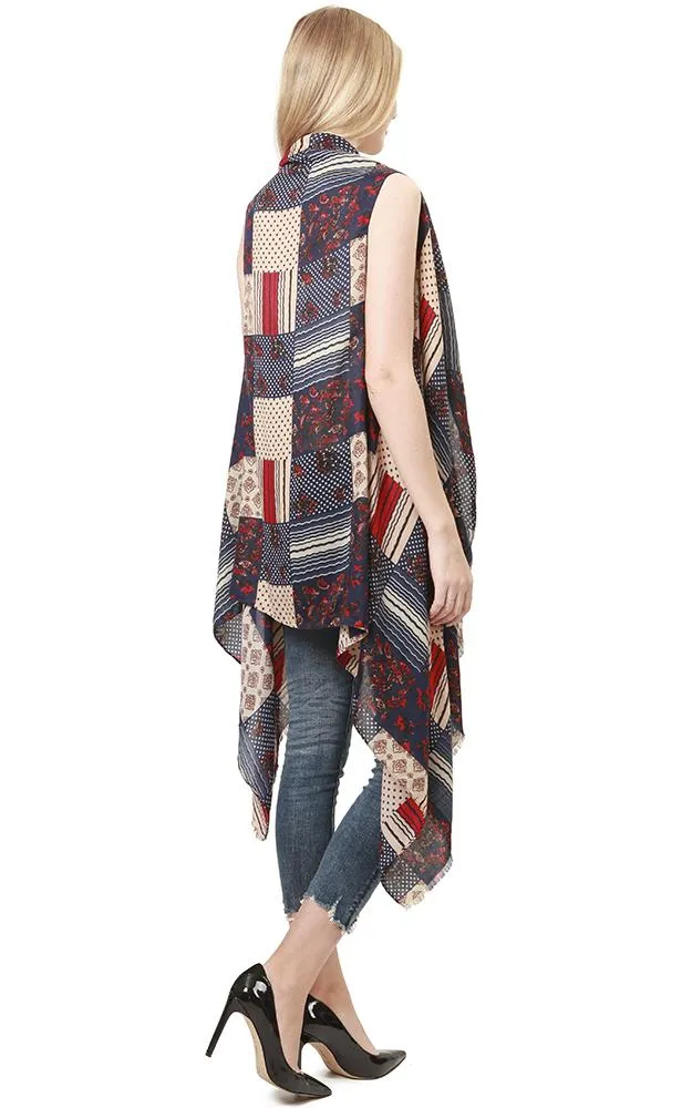 VP8212 Patchwork Pattern Scarf Vest