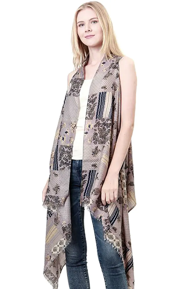 VP8212 Patchwork Pattern Scarf Vest