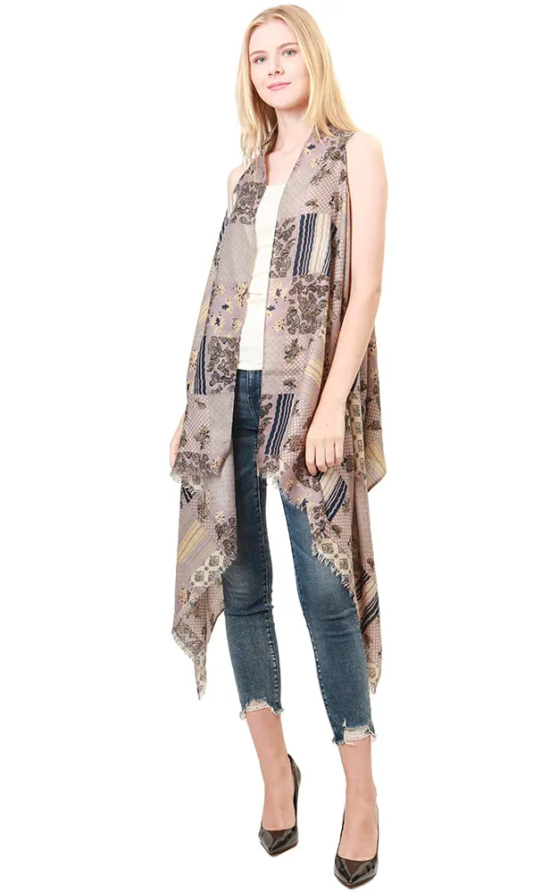 VP8212 Patchwork Pattern Scarf Vest