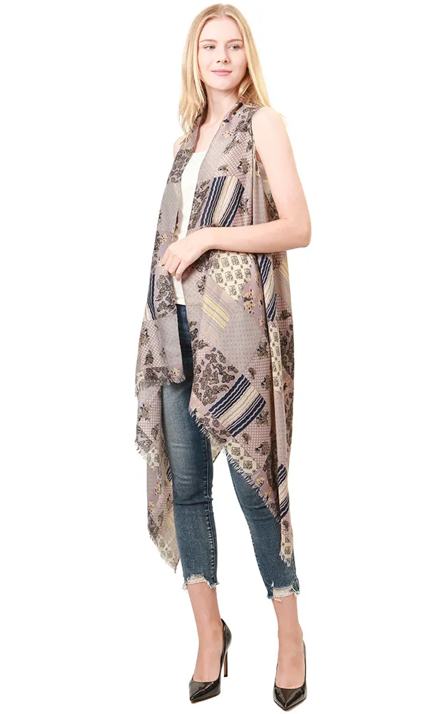 VP8212 Patchwork Pattern Scarf Vest