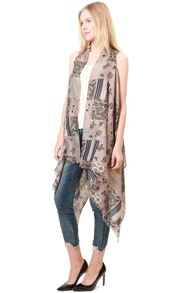 VP8212 Patchwork Pattern Scarf Vest