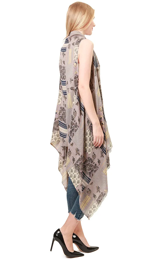 VP8212 Patchwork Pattern Scarf Vest